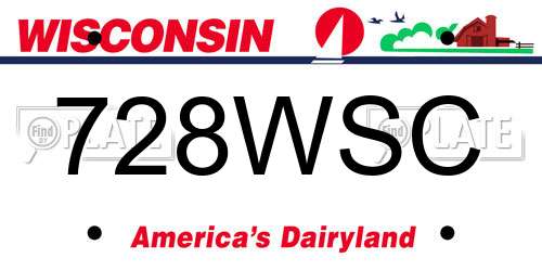 728WSC Wisconsin License Plate