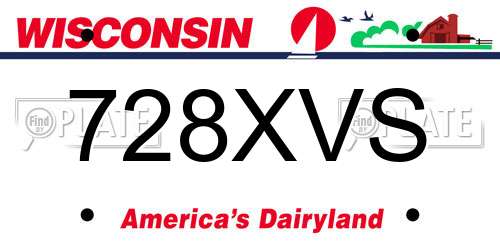 728XVS Wisconsin License Plate