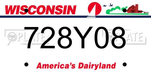 728Y08 Wisconsin License Plate