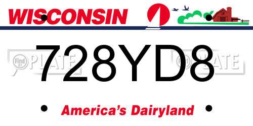 728YD8 Wisconsin License Plate