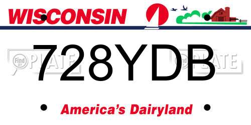 728YDB Wisconsin License Plate