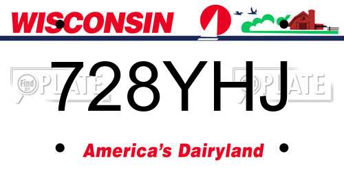 728YHJ Wisconsin License Plate