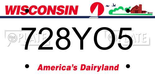 728YO5 Wisconsin License Plate