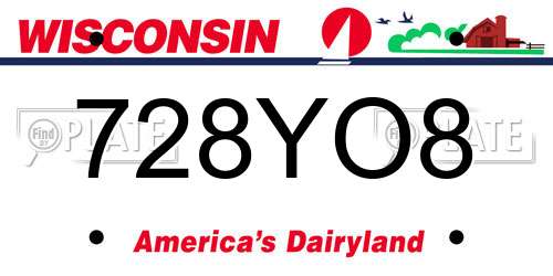 728YO8 Wisconsin License Plate