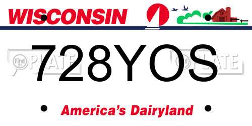 728YOS Wisconsin License Plate