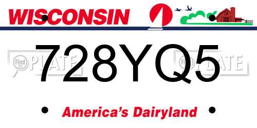 728YQ5 Wisconsin License Plate