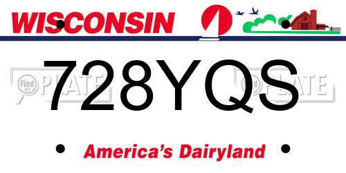 728YQS Wisconsin License Plate