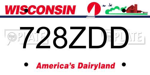 728ZDD Wisconsin License Plate