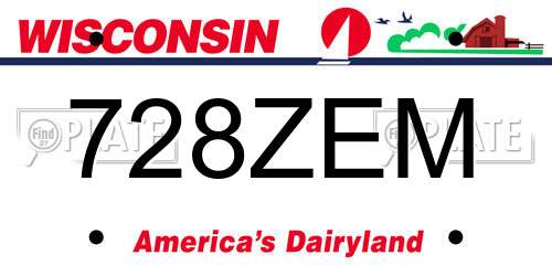 728ZEM Wisconsin License Plate