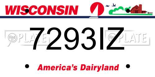 7293IZ Wisconsin License Plate