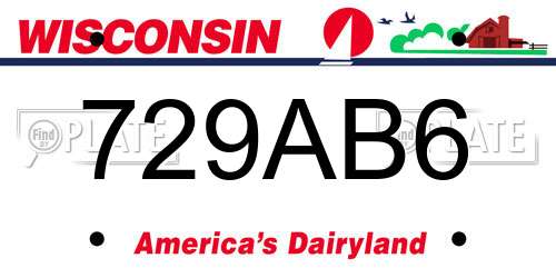 729AB6 Wisconsin License Plate