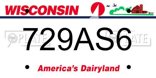729AS6 Wisconsin License Plate