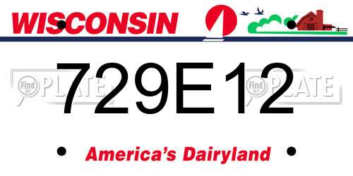 729E12 Wisconsin License Plate