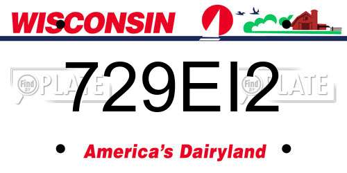 729EI2 Wisconsin License Plate