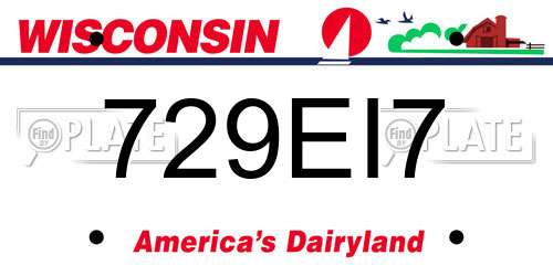 729EI7 Wisconsin License Plate