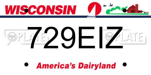 729EIZ Wisconsin License Plate