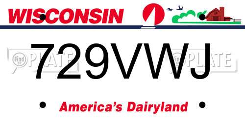 729VWJ Wisconsin License Plate