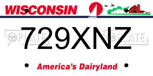 729XNZ Wisconsin License Plate