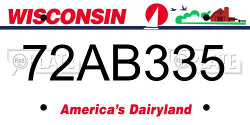 72AB335 Wisconsin License Plate