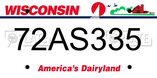 72AS335 Wisconsin License Plate