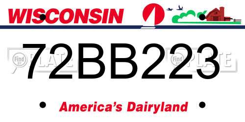 72BB223 Wisconsin License Plate