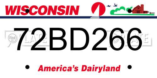 72BD266 Wisconsin License Plate