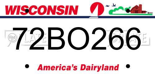 72BO266 Wisconsin License Plate