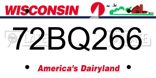 72BQ266 Wisconsin License Plate