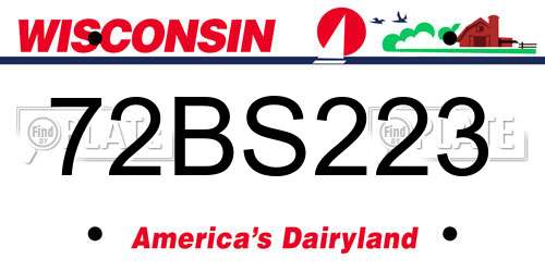 72BS223 Wisconsin License Plate