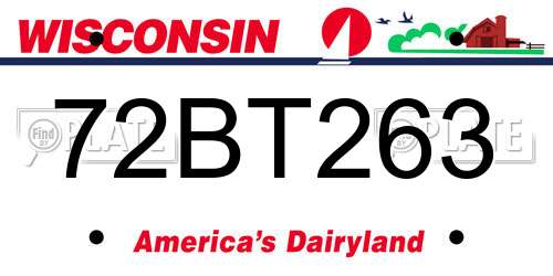 72BT263 Wisconsin License Plate