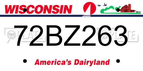 72BZ263 Wisconsin License Plate