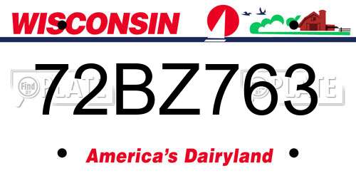 72BZ763 Wisconsin License Plate