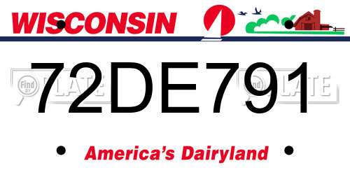 72DE791 Wisconsin License Plate