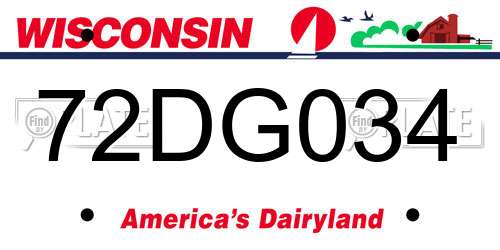 72DG034 Wisconsin License Plate
