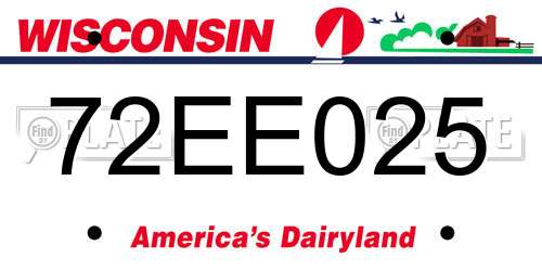 72EE025 Wisconsin License Plate