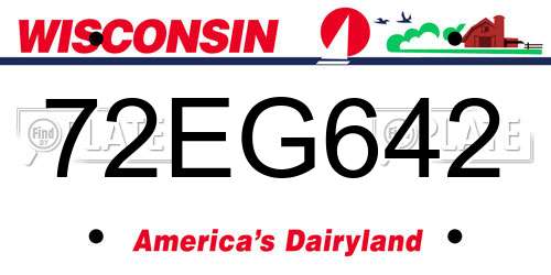 72EG642 Wisconsin License Plate