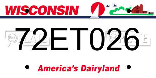 72ET026 Wisconsin License Plate
