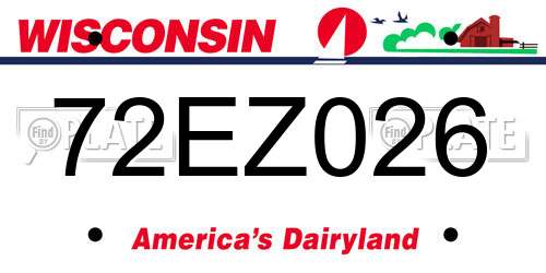 72EZ026 Wisconsin License Plate