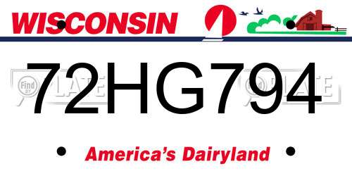 72HG794 Wisconsin License Plate