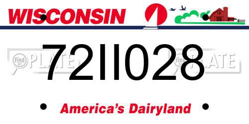 72II028 Wisconsin License Plate