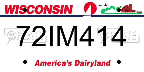 72IM414 Wisconsin License Plate