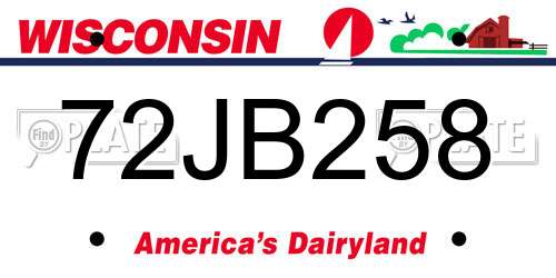 72JB258 Wisconsin License Plate