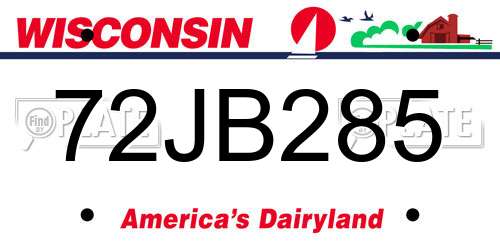 72JB285 Wisconsin License Plate
