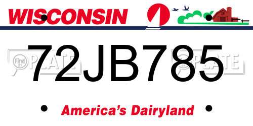 72JB785 Wisconsin License Plate