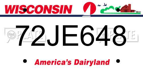 72JE648 Wisconsin License Plate