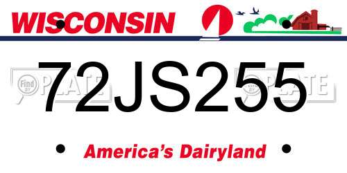 72JS255 Wisconsin License Plate