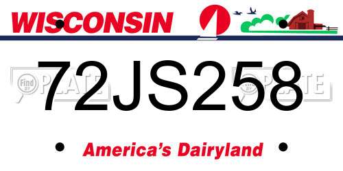 72JS258 Wisconsin License Plate