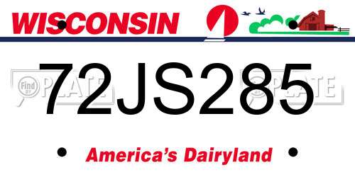 72JS285 Wisconsin License Plate