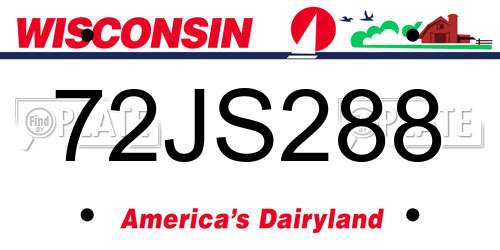 72JS288 Wisconsin License Plate