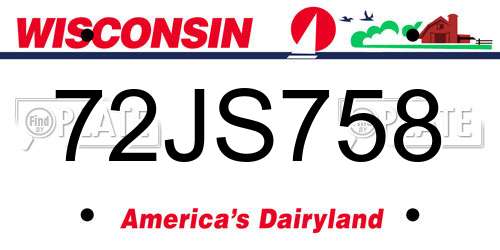 72JS758 Wisconsin License Plate